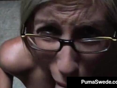 Swedish hookup pot puma swede takes a geyser of jizz on her face!